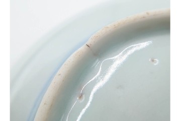 江戸期　古伊万里　染付　直径約12cm(4寸)　南蛮船の絵付けが印象的な小皿5枚セット　(R-087884)