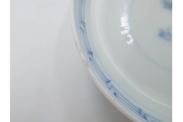 江戸期　成化年制(成化年製)　古伊万里　染付　花文が描かれた小振りの蓋付き茶碗5点セット　(R-087887)