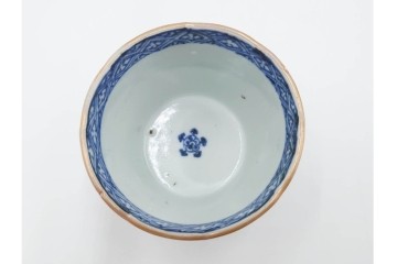 江戸期　古伊万里　染付・金彩　草花文が描かれたそば猪口4点セット　(R-087888)