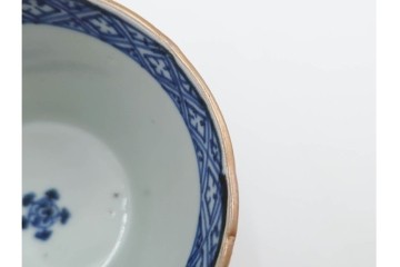 江戸期　古伊万里　染付・金彩　草花文が描かれたそば猪口4点セット　(R-087888)