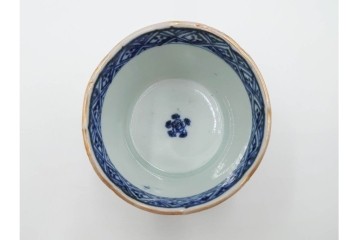 江戸期　古伊万里　染付・金彩　草花文が描かれたそば猪口5点セット　(R-087889)