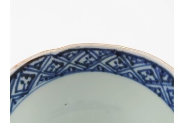 江戸期　古伊万里　染付・金彩　草花文が描かれたそば猪口5点セット　(R-087889)