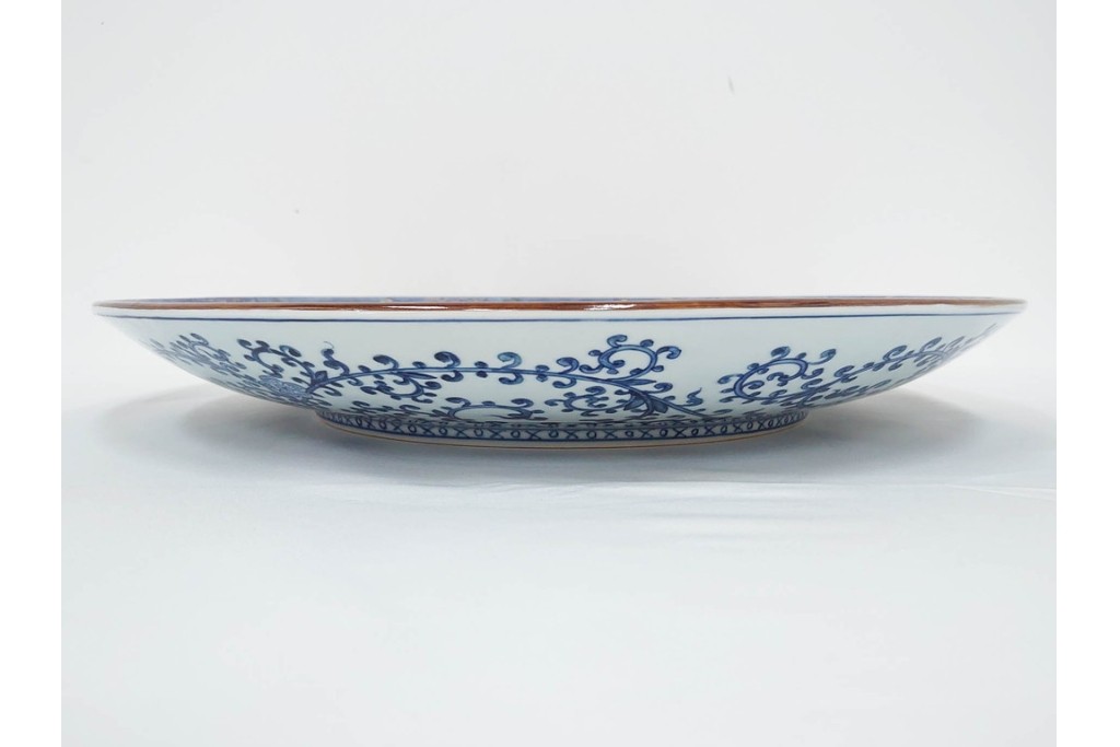 源右衛門　有田焼　染錦藤絵　直径約46cm(1尺5寸)　繊細な絵付けが優美な大皿　共箱付き　(R-087895)