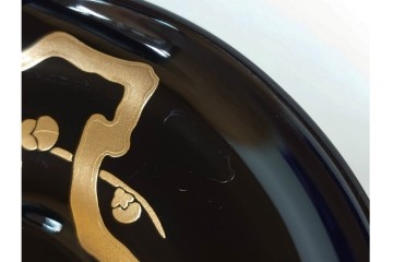 輪島塗　木製　蒔絵と沈金による花文が上品な茶托10点・銘々皿5点セット　共箱付き　(R-087896)