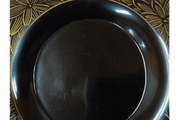 輪島塗　木製　蒔絵と沈金による花文が上品な茶托10点・銘々皿5点セット　共箱付き　(R-087896)