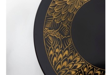 輪島塗　木製　蒔絵と沈金による花文が上品な茶托10点・銘々皿5点セット　共箱付き　(R-087896)
