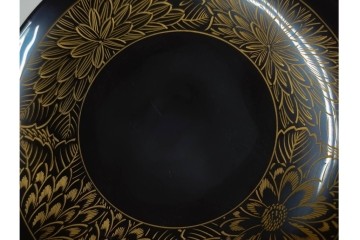 輪島塗　木製　蒔絵と沈金による花文が上品な茶托10点・銘々皿5点セット　共箱付き　(R-087896)