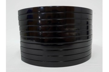 輪島塗　木製　艶やかな黒塗が上品な半月膳10点セット　共箱付き　(R-087898)