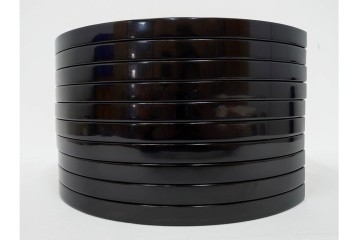 輪島塗　木製　艶やかな黒塗が上品な半月膳10点セット　共箱付き　(R-087898)
