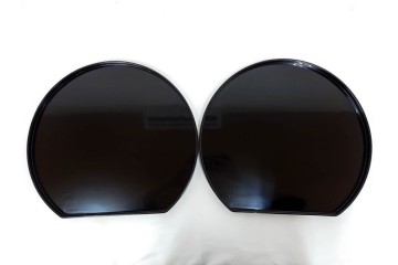 輪島塗　木製　艶やかな黒塗が上品な半月膳10点セット　共箱付き　(R-087898)