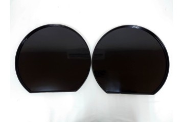 輪島塗　木製　艶やかな黒塗が上品な半月膳10点セット　共箱付き　(R-087898)