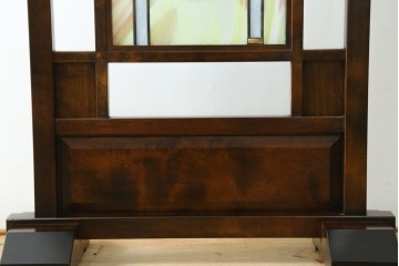 中古　美品　ステンドグラス作家　川島政則作　カラーの意匠が美しいステンドグラス入り衝立　定価約40万円　(R-087900)