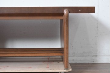和製ヴィンテージ　レトロモダンなパーケットリートップのローテーブル　(R-087909)