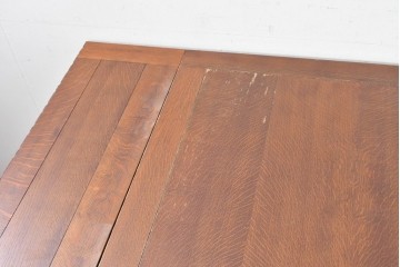 イギリスアンティーク　オーク材　彫刻入りのドローリーフテーブル　(R-087910)