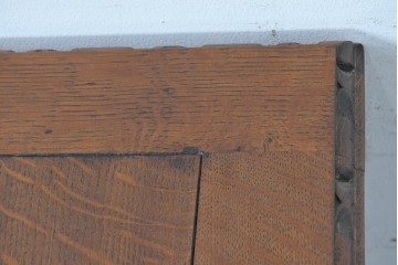 イギリスアンティーク　オーク材　彫刻入りのドローリーフテーブル　(R-087910)