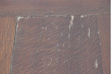 イギリスアンティーク　オーク材　彫刻入りのドローリーフテーブル　(R-087910)