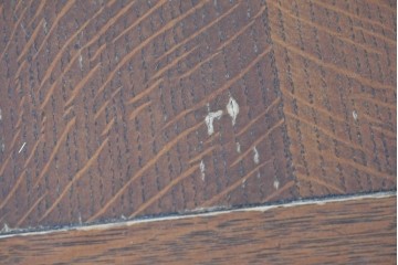 イギリスアンティーク　オーク材　彫刻入りのドローリーフテーブル　(R-087910)