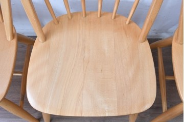 和製ヴィンテージ　飛騨産業　キツツキ　ブナ材のフープバックチェア4脚セット　(R-087915)