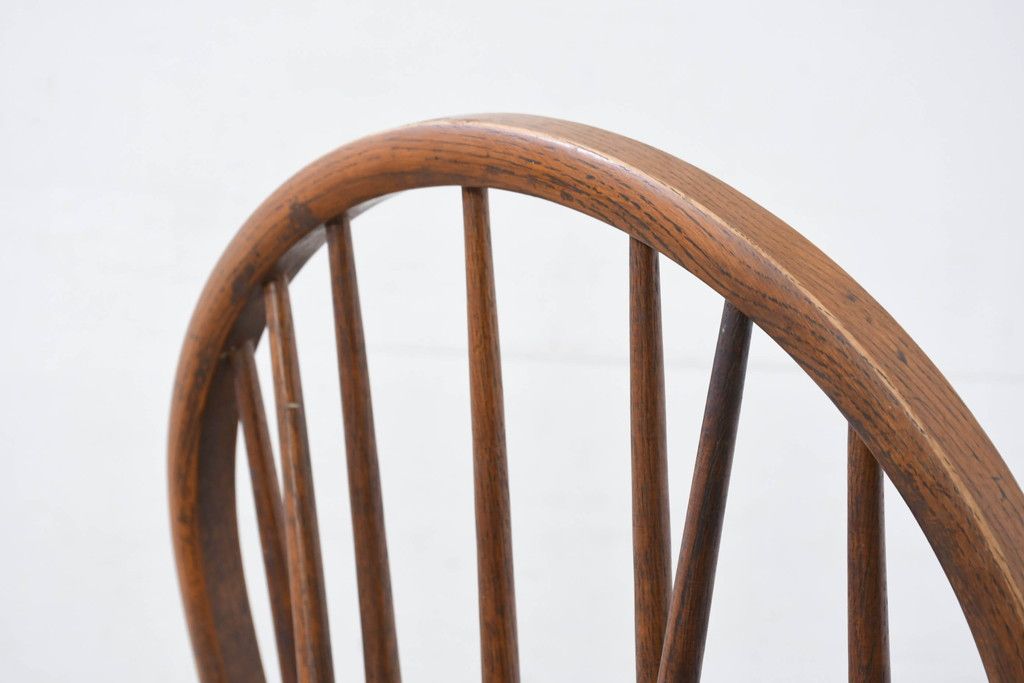 和製ヴィンテージ　美品　柏木工(KASHIWA)　楢(ナラ)材　挽き物加工が施された背もたれと脚が魅力的なアームチェア3脚セット　(R-087927)