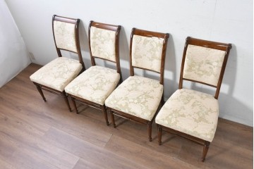 新古　展示品　超美品　モリシゲ(MORISHIGE/森繁)　上品な花柄張地のダイニングチェア4脚セット　定価(4脚合計)約44万円　(R-087936)