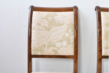 新古　展示品　超美品　モリシゲ(MORISHIGE/森繁)　上品な花柄張地のダイニングチェア4脚セット　定価(4脚合計)約44万円　(R-087936)