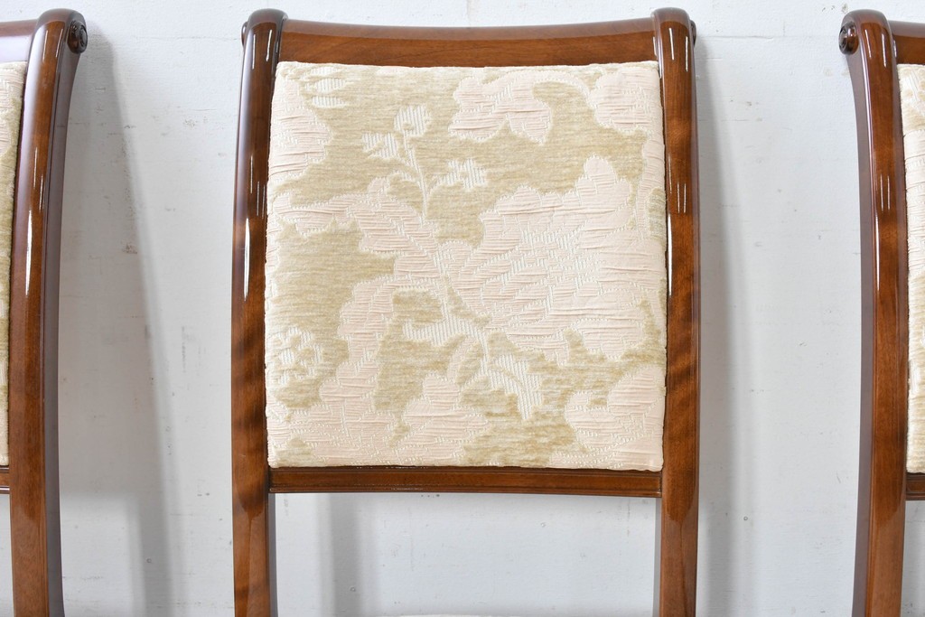 新古　展示品　超美品　モリシゲ(MORISHIGE/森繁)　上品な花柄張地のダイニングチェア4脚セット　定価(4脚合計)約44万円　(R-087936)