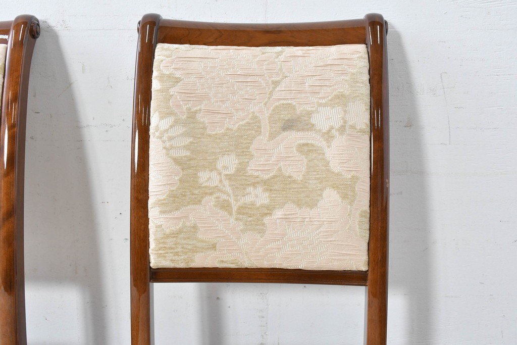 新古　展示品　超美品　モリシゲ(MORISHIGE/森繁)　上品な花柄張地のダイニングチェア4脚セット　定価(4脚合計)約44万円　(R-087936)