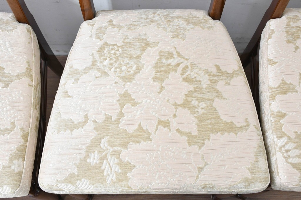 新古　展示品　超美品　モリシゲ(MORISHIGE/森繁)　上品な花柄張地のダイニングチェア4脚セット　定価(4脚合計)約44万円　(R-087936)