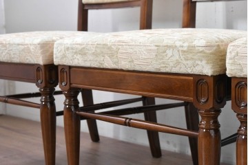 新古　展示品　超美品　モリシゲ(MORISHIGE/森繁)　上品な花柄張地のダイニングチェア4脚セット　定価(4脚合計)約44万円　(R-087936)