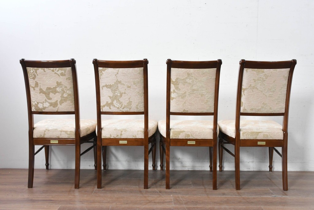 新古　展示品　超美品　モリシゲ(MORISHIGE/森繁)　上品な花柄張地のダイニングチェア4脚セット　定価(4脚合計)約44万円　(R-087936)