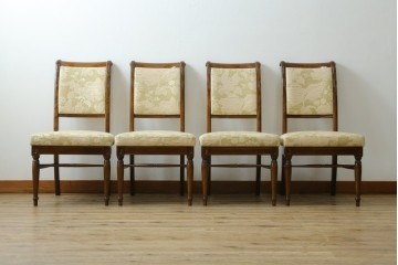 新古　展示品　超美品　モリシゲ(MORISHIGE/森繁)　上品な花柄張地のダイニングチェア4脚セット　定価(4脚合計)約44万円　(R-087936)