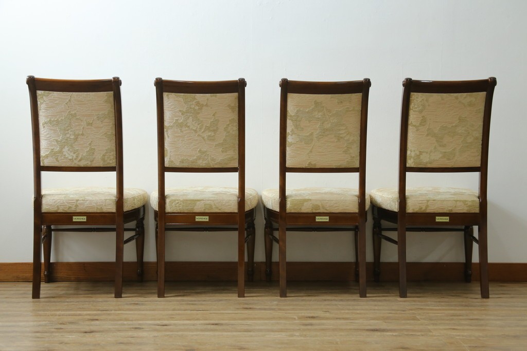 新古　展示品　超美品　モリシゲ(MORISHIGE/森繁)　上品な花柄張地のダイニングチェア4脚セット　定価(4脚合計)約44万円　(R-087936)