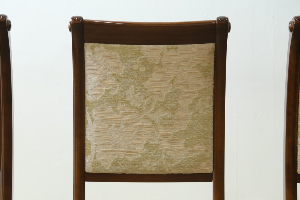 新古　展示品　超美品　モリシゲ(MORISHIGE/森繁)　上品な花柄張地のダイニングチェア4脚セット　定価(4脚合計)約44万円　(R-087936)