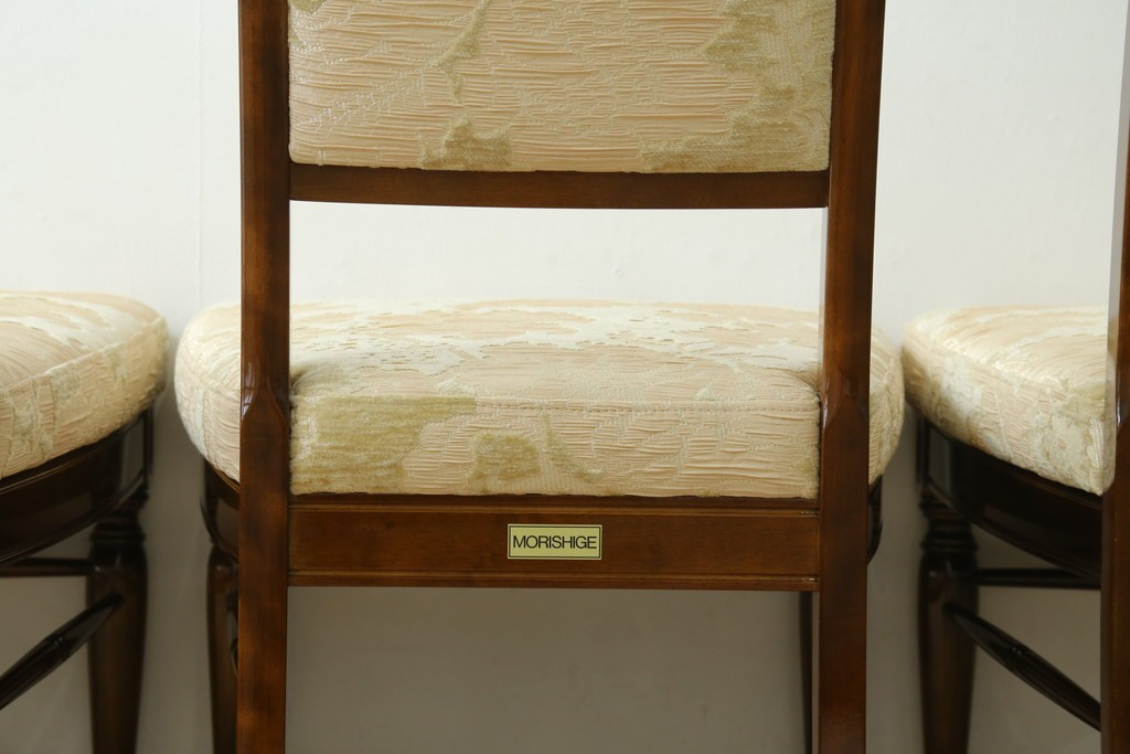 新古　展示品　超美品　モリシゲ(MORISHIGE/森繁)　上品な花柄張地のダイニングチェア4脚セット　定価(4脚合計)約44万円　(R-087936)