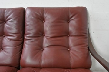 中古　冨士ファニチア　Agio(アージオ)　本革　ワイド2Pソファとスツールのセット　定価約58万6千円　(R-087944)