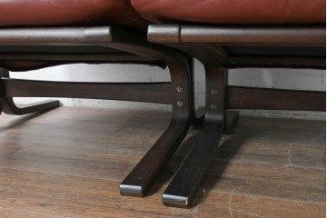 中古　冨士ファニチア　Agio(アージオ)　本革　ワイド2Pソファとスツールのセット　定価約58万6千円　(R-087944)