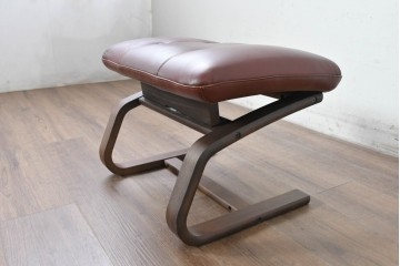 中古　冨士ファニチア　Agio(アージオ)　本革　ワイド2Pソファとスツールのセット　定価約58万6千円　(R-087944)