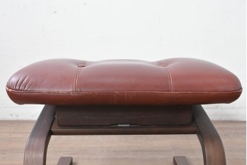 中古　冨士ファニチア　Agio(アージオ)　本革　ワイド2Pソファとスツールのセット　定価約58万6千円　(R-087944)