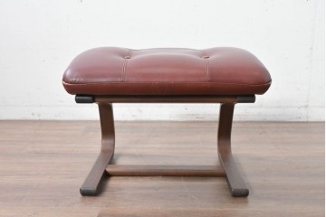 中古　冨士ファニチア　Agio(アージオ)　本革　ワイド2Pソファとスツールのセット　定価約58万6千円　(R-087944)