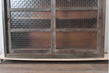 《台輪取り付け加工費込み ・ ペイント仕上げ限定》　和製アンティーク　市松模様ガラスのサイドボード　(R-087948)