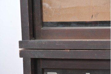 和製アンティーク　大正期から昭和初期　ガラス引き戸の重ね戸棚　(R-087950)
