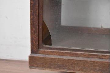 和製アンティーク　上手物!!　ナラ材　丁寧に組まれた木枠のロータイプガラスケース　(R-087954)