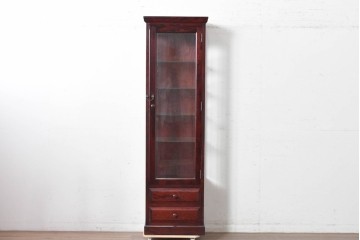 中古　美品　国産手作り家具　民芸調の縦型キャビネット　(R-087957)