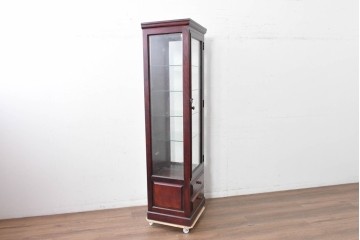 中古　美品　国産手作り家具　民芸調の縦型キャビネット　(R-087957)