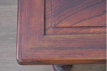 和製アンティーク　上手物!!　総欅(ケヤキ)材　挽き物脚が目を惹く漆塗りのちゃぶ台　(R-087960)