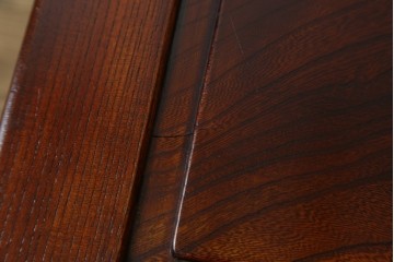 和製アンティーク　上手物!!　総欅(ケヤキ)材　挽き物脚が目を惹く漆塗りのちゃぶ台　(R-087960)