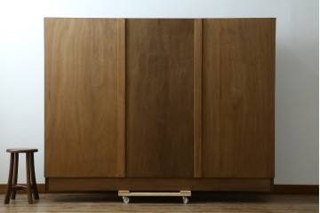 和製アンティーク　素朴な木味が味わい深いレトロなマス目棚　(R-087965)