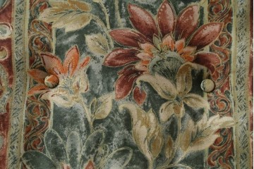 中古　飛騨産業　キツツキマーク　穂高シリーズ　楢(ナラ)材　クラシカルな花柄ファブリックの一人掛けソファ　(R-087975)