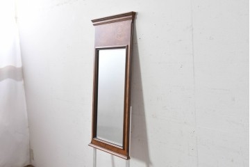 中古　イタリア製　クラシカルなデザインが優美な象嵌入りウォールミラー　(R-087977)