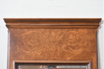 中古　イタリア製　クラシカルなデザインが優美な象嵌入りウォールミラー　(R-087977)